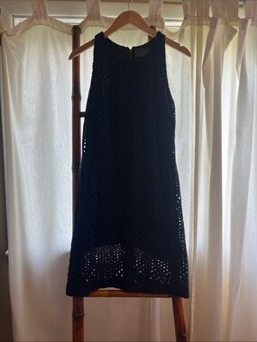 Sunday in Brooklyn Navy Blue Crochet Mini Dress